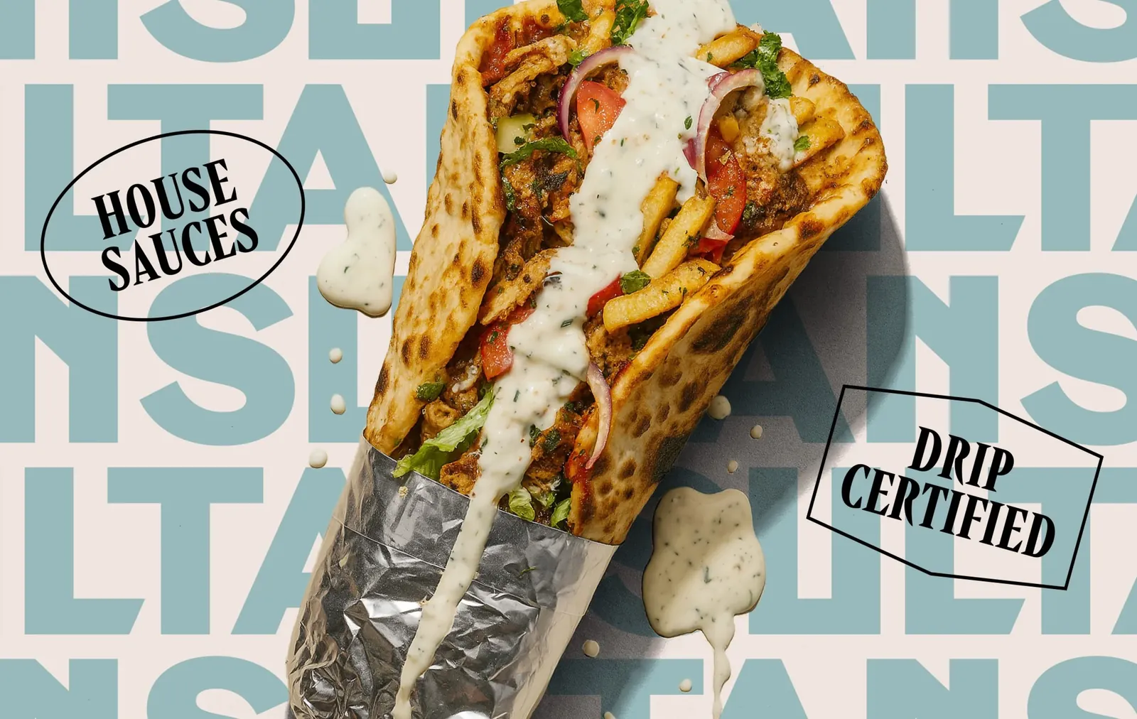 Sultan's Kitchen — wrap with House Sauces and Drip Certified stickers