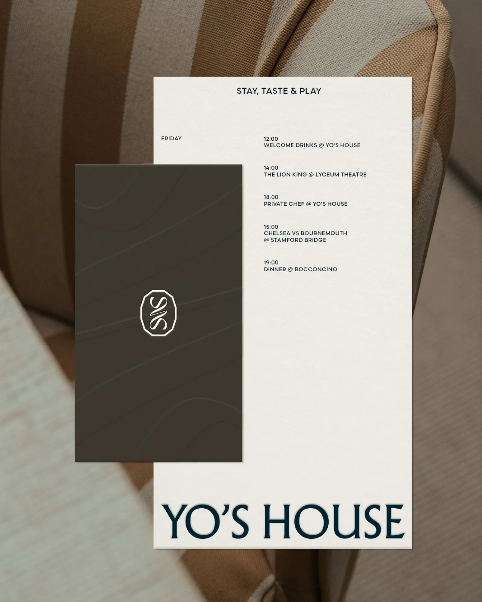 Yo's House — Stay, Taste & Play itinerary card