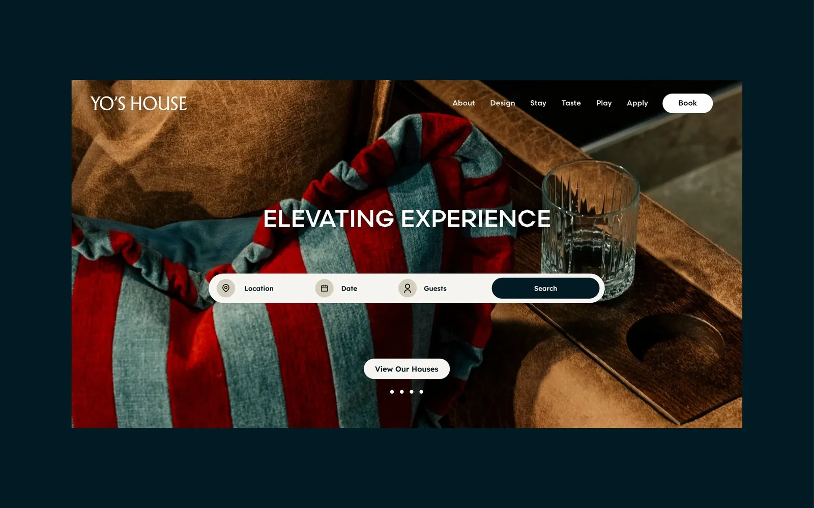 Yo's House — website homepage, Elevating Experience