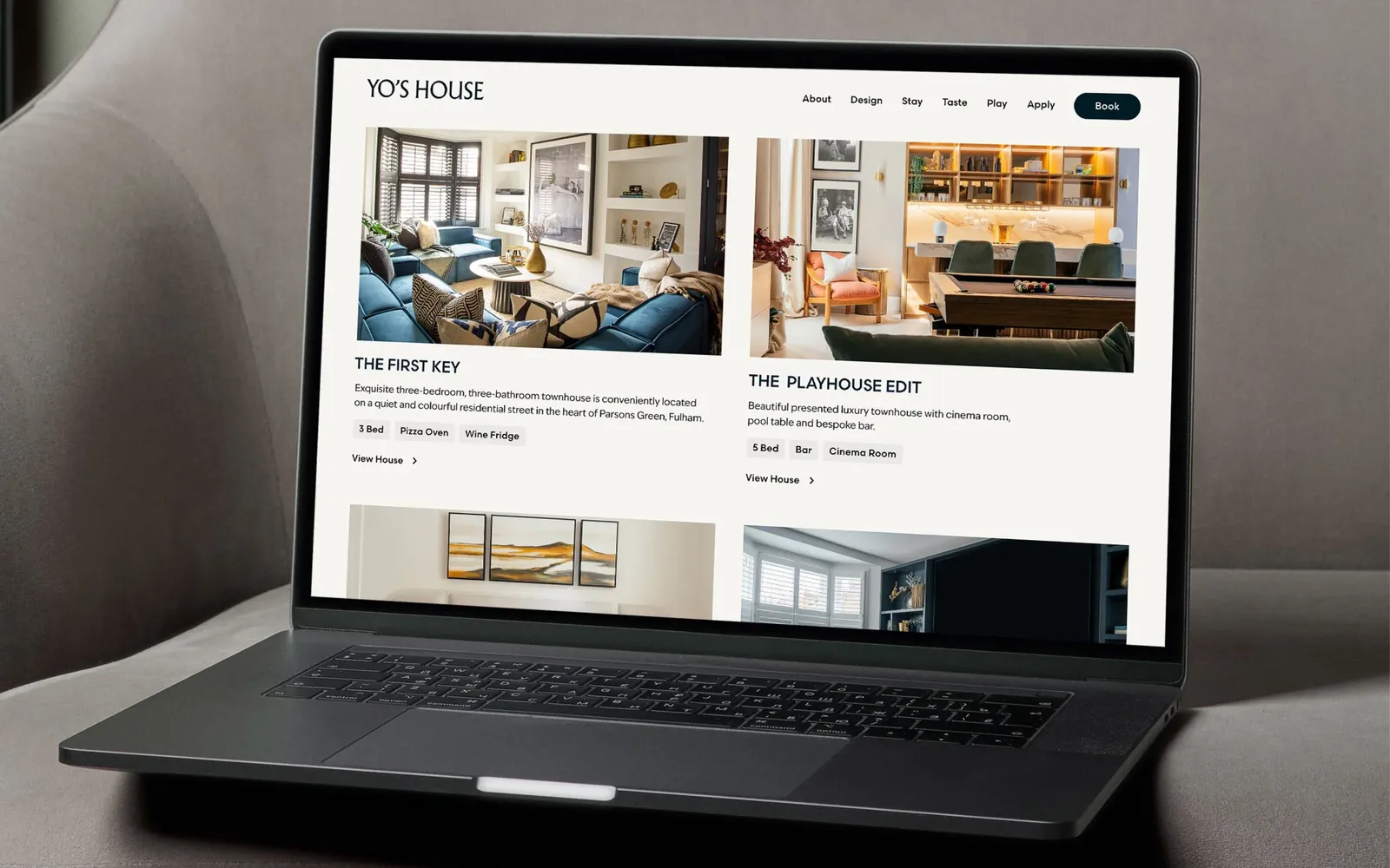 Yo's House — website on a laptop